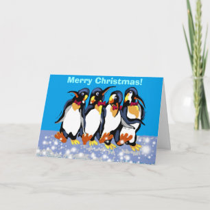 Pinguine in Bowties, Frohe Weihnachten! Feiertagskarte