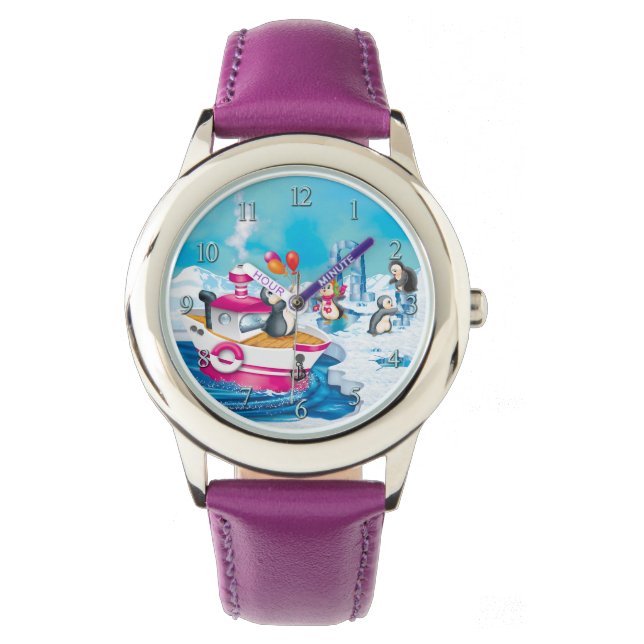 Pinguine in der Antarktis Armbanduhr (Vorderseite)