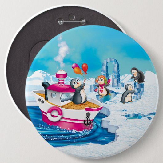 Pinguine in der Antarktis Button (Vorne & Hinten)