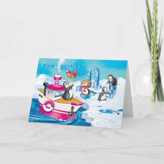 Pinguine in der Antarktis Feiertagskarte (Vorderseite)