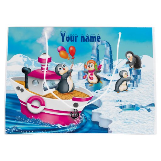 Pinguine in der Antarktis Große Geschenktüte (Vorderseite)