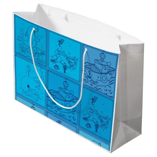 Pinguine in der Antarktis Große Geschenktüte (Rückseite Schrägansicht)