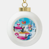 Pinguine in der Antarktis Keramik Kugel-Ornament (Vorderseite)