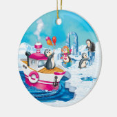 Pinguine in der Antarktis Keramik Ornament (Links)
