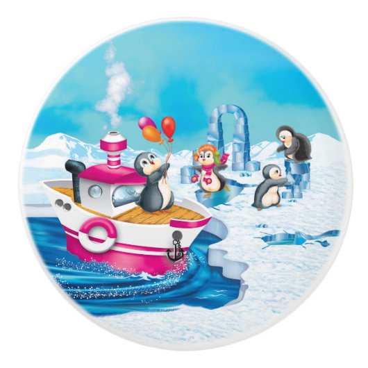 Pinguine in der Antarktis Keramikknauf (Vorderseite)