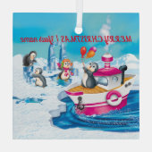 Pinguine in der Antarktis Ornament Aus Glas (Rückseite)