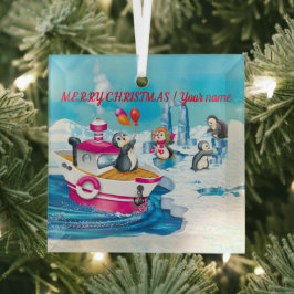 Pinguine in der Antarktis Ornament Aus Glas