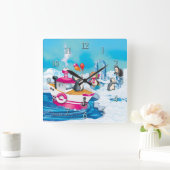 Pinguine in der Antarktis Quadratische Wanduhr (Zuhause)