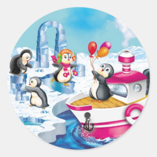 Pinguine in der Antarktis Runder Aufkleber