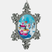 Pinguine in der Antarktis Schneeflocken Zinn-Ornament (Links)