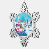 Pinguine in der Antarktis Schneeflocken Zinn-Ornament (Rechts)