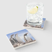 Pinguine in der Antarktis Steinuntersetzer (Seitenansicht)