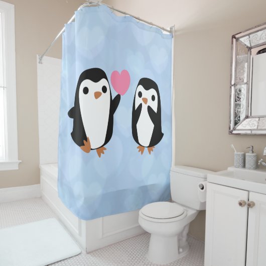 Pinguine in der Liebe Duschvorhang (Beispiel)