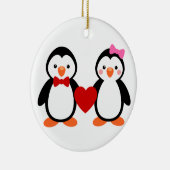 Pinguine in der Liebe Keramik Ornament (Rechts)