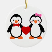 Pinguine in der Liebe Keramik Ornament (Vorne)