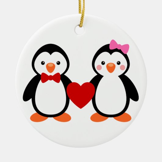 Pinguine in der Liebe Keramik Ornament (Vorne)