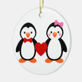 Pinguine in der Liebe Keramik Ornament (Links)