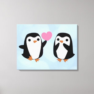 Pinguine in der Liebe Leinwanddruck