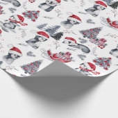 Pinguine in Weihnachtsmannmützen Winter Scene Patt Geschenkpapier (Ecke)
