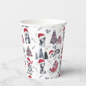Pinguine in Weihnachtsmannmützen Winter Scene Patt Pappbecher (Rückseite)