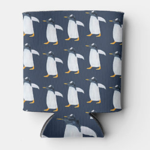 Pinguine: Kleine dunkle Wasserfarbe Dosenkühler