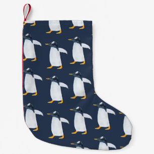 Pinguine: Kleine dunkle Wasserfarbe Kleiner Weihnachtsstrumpf