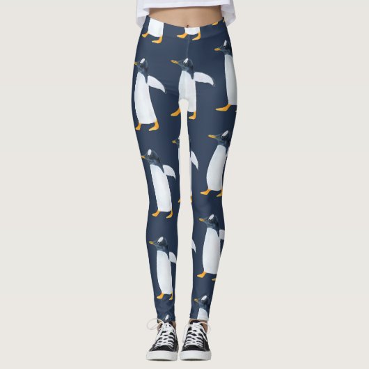 Pinguine: Kleine dunkle Wasserfarbe Leggings (Vorderseite)