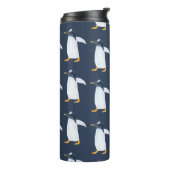 Pinguine: Kleine dunkle Wasserfarbe Thermosbecher (Nach links gedreht)
