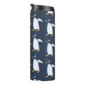 Pinguine: Kleine dunkle Wasserfarbe Thermosbecher (Nach rechts gedreht)