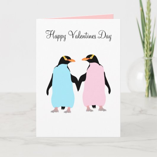 Pinguine, Liebesvögel, Valentinstag-Karte Feiertagskarte (Vorderseite)