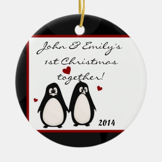 Pinguine Mate for Life Personalisiert Name Ornamen Keramik Ornament (Vorne)
