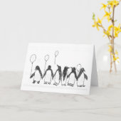 Pinguine mit Ballons zum Geburtstag Karte (Gelbe Blume)