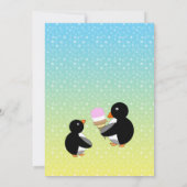 Pinguine mit Eis creamon blauen Gelbsternen Einladung (Rückseite)