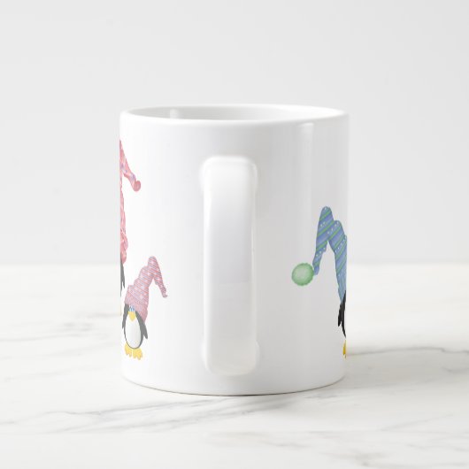 Pinguine mit Hasen Jumbo-Tasse (Rückseite)