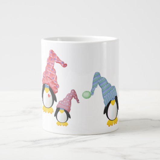 Pinguine mit Hasen Jumbo-Tasse (Vorderseite)