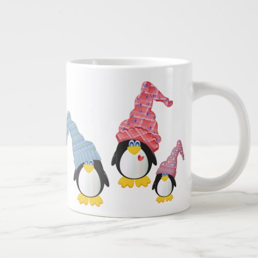 Pinguine mit Hasen Jumbo-Tasse (Rechts)
