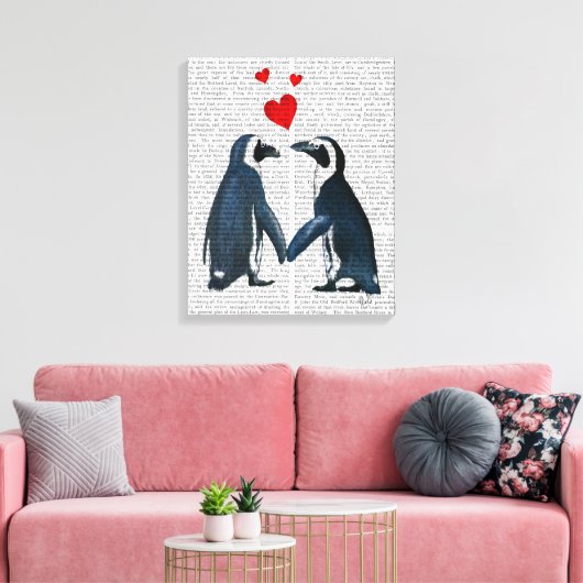 Pinguine mit Lieben Leinwanddruck (Insitu (Wohnzimmer))
