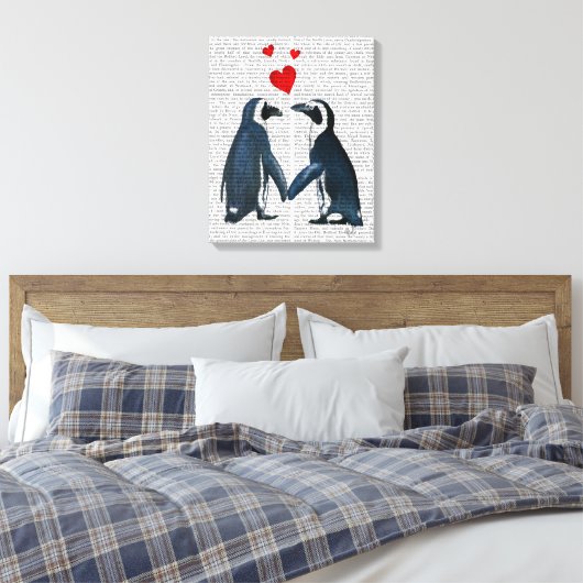 Pinguine mit Lieben Leinwanddruck (Insitu (Schlafzimmer))