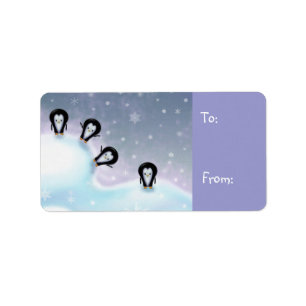 Pinguine mit lustigen Weihnachtsmarken Adressaufkleber