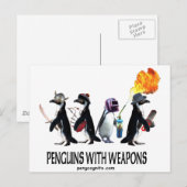 Pinguine mit Waffen Postkarte (Vorne/Hinten)