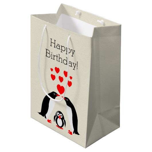 Pinguine Mittlere Geschenktüte (Vorderseite Schrägansicht)