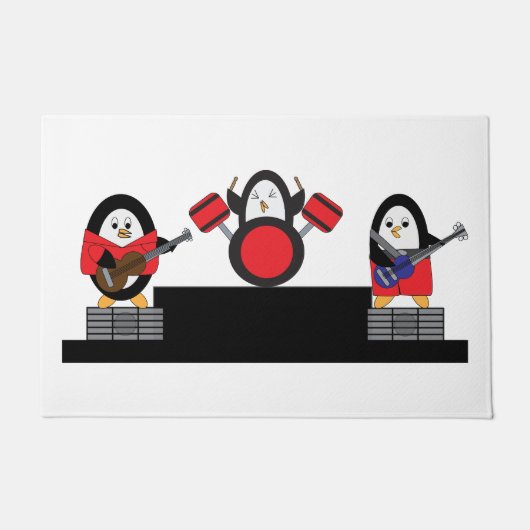 Pinguine Music Band Rock and Roll Fußmatte (Vorderseite)