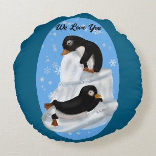 Pinguine Napping Rundes Kissen