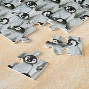 Pinguine - Niedliches Muster in Schwarz-weiß Puzzle