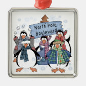 Pinguine Nord-Pole Holiday Keepake Ornament Aus Metall (Vorne)