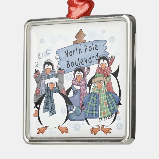 Pinguine Nord-Pole Holiday Keepake Ornament Aus Metall (Links)