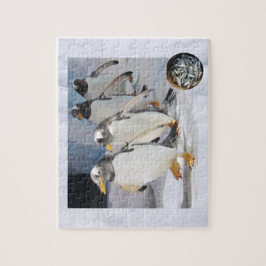 Pinguine on Ice im Zoo, Alter 6, Sardinen Fisch Puzzle (Vertikal)