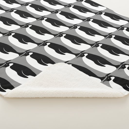 Pinguine Pattern Grau Schwarz-weiß Sherpadecke (3/4)