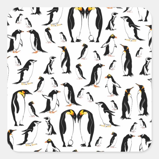 Pinguine Pattern Quadratischer Aufkleber (Vorderseite)