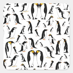 Pinguine Pattern Quadratischer Aufkleber